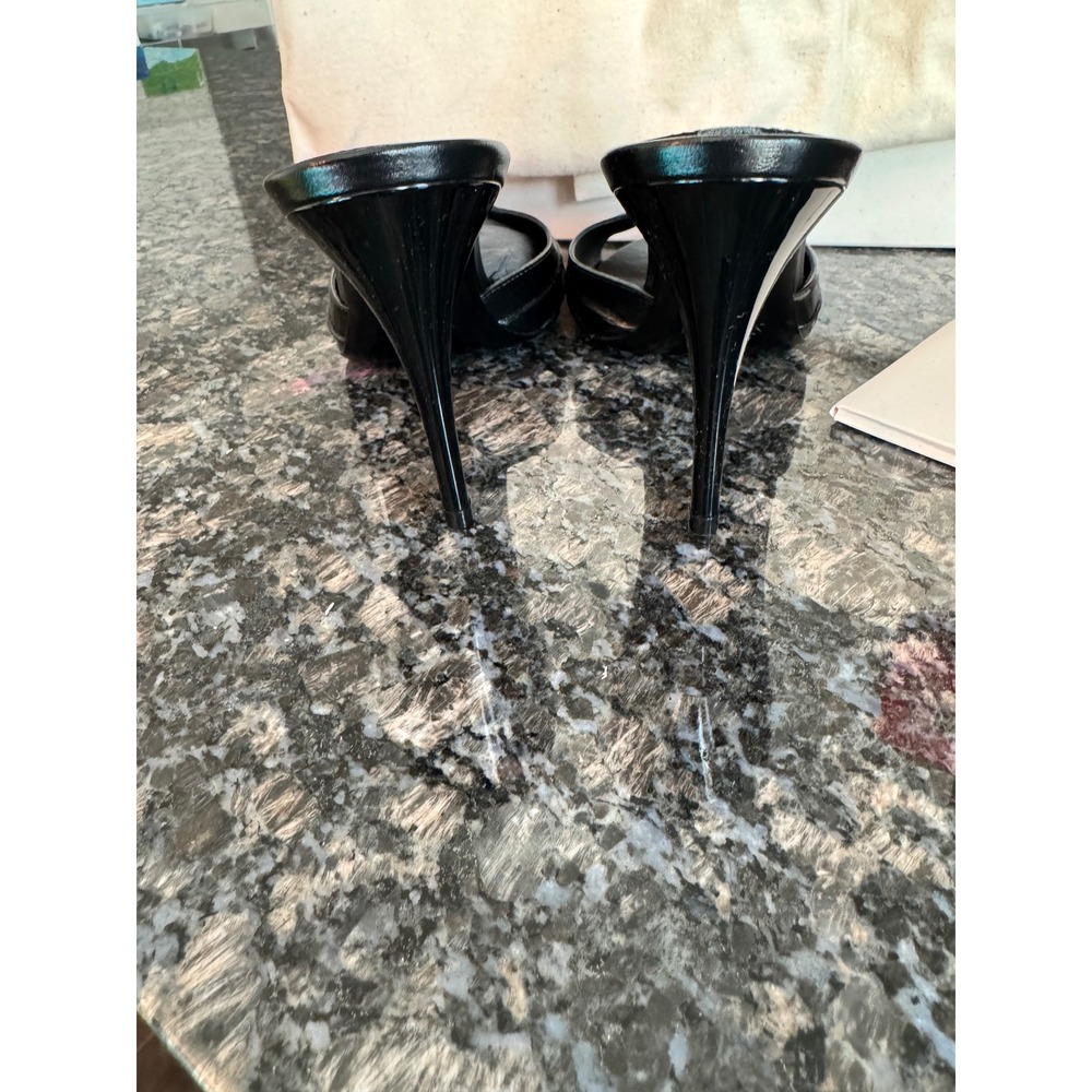 Saint Laurent Babylone 90 Nappa Sugar Leather YSL Logo Mules Black Nero 37.5 7.5 - Picture 9 of 13